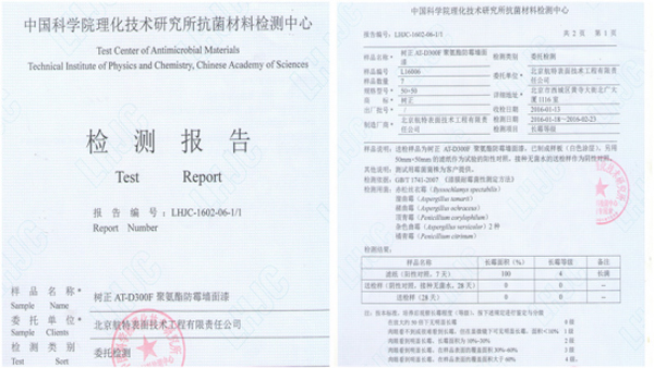 树正防霉墙面涂料抗菌中国科学院检测表