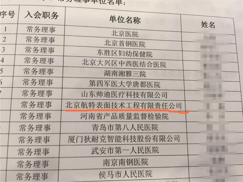 北京航特被评为 常务理事单位